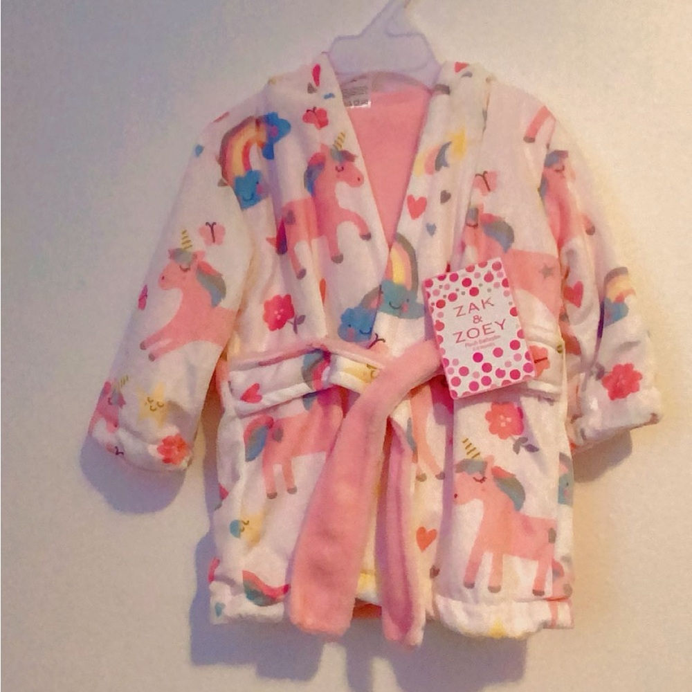 Zack & Zoey Pink and White Pajama Robe with Shawl Collar